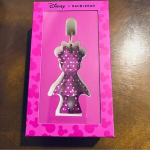 NIB Disney Baublebar Minnie Mouse Enamel Keychain Bag Charm Polka Dot Keyring